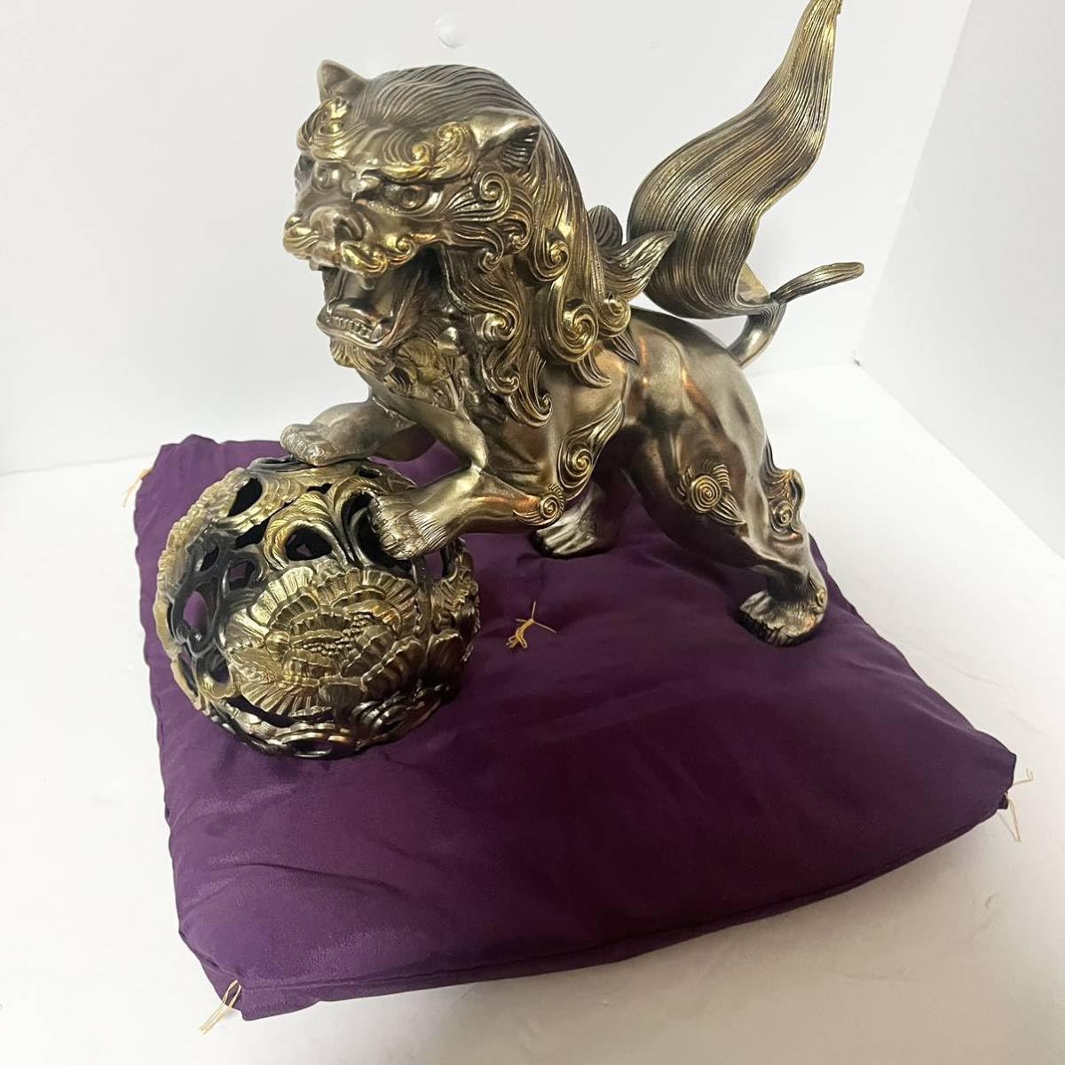 Amazon.co.jp: 高岡銅器工芸品 玉乗り獅子 置物 アンティーク